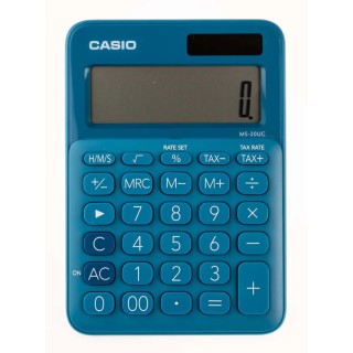 Casio Desktop Battery Powered Calculator Blue 12 Digit BIG-Display MS-20UC MS-20UC-