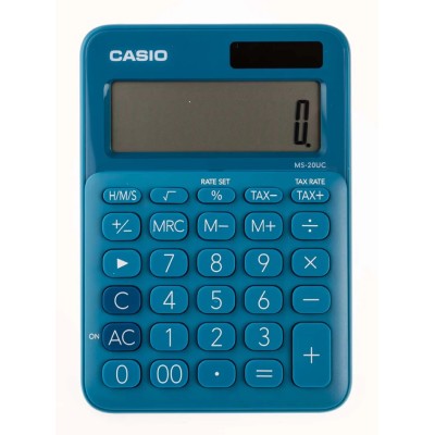 Casio Desktop Battery Powered Calculator Blue 12 Digit BIG-Display MS-20UC MS-20UC-