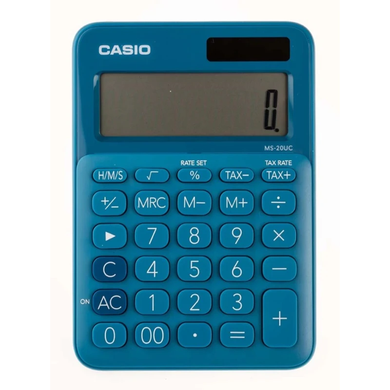 Casio Desktop Battery Powered Calculator Blue 12 Digit BIG-Display MS-20UC MS-20UC-