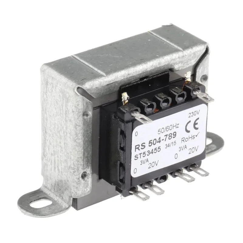 RS PRO 2 Output 6 VA Chassis Mount Transformer, 230 V ac Primary, 20 V ac Secondary, 50/60 Hz, Clamp Construction 504-789