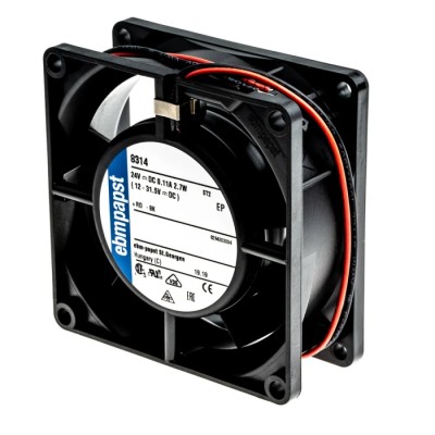 ebm-papst 8300 Series Axial Fan 24V DC 2.7W 113mA Max Air Flow 54 m³/h IP68 80 mm IP68