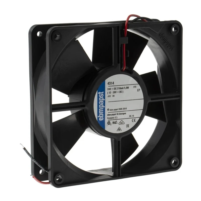 ebm-papst 4300 Series Compact DC Axial Fan 24V DC, 5W Power, 170 m³/h Airflow, 2800 RPM, IP20 Protection, Model IP20