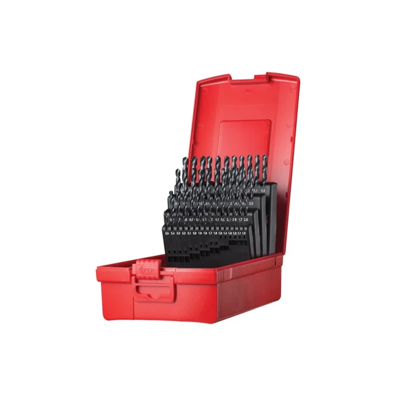 Dormer 51-Piece Multi-Material Twist Drill Bit Set, HSS, 1 mm to 6 mm Sizes A190202