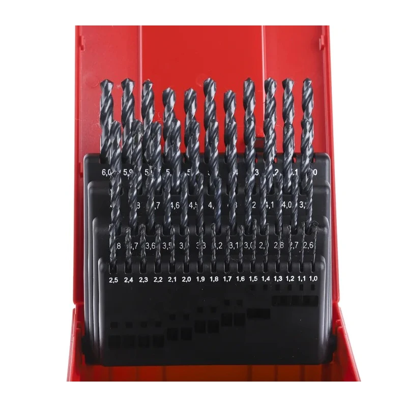 Dormer 51-Piece Multi-Material Twist Drill Bit Set, HSS, 1 mm to 6 mm Sizes A190202