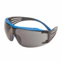 3M SecureFit Safety Glasses with Anti-Fog and Anti-Scratch Coating, Polycarbonate Grey Lenses, Plastic Frame SF402XSGAF-BLU