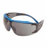 3M SecureFit Safety Glasses with Anti-Fog and Anti-Scratch Coating, Polycarbonate Grey Lenses, Plastic Frame SF402XSGAF-BLU