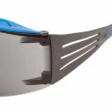 3M SecureFit Safety Glasses with Anti-Fog and Anti-Scratch Coating, Polycarbonate Grey Lenses, Plastic Frame SF402XSGAF-BLU