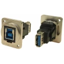 RS PRO Panel Mount Feedthrough USB Connector Female/Female 1 Port USB Type B to A USB 3.0 IP40 IP40