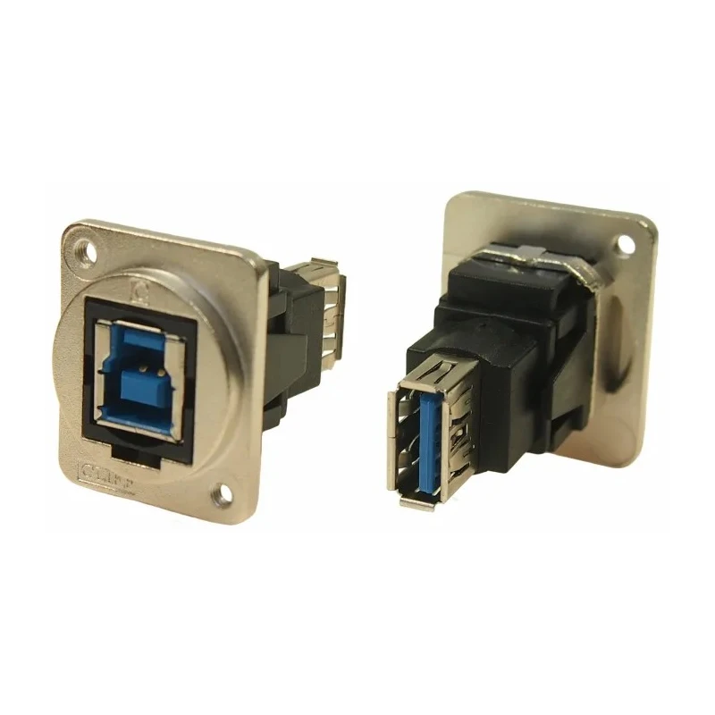 RS PRO Panel Mount Feedthrough USB Connector Female/Female 1 Port USB Type B to A USB 3.0 IP40 IP40