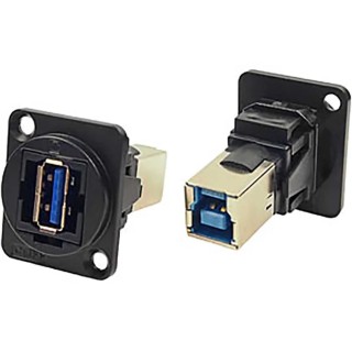 RS PRO USB 3.0 Straight Panel Female 1 Port Type USB Type A to B Feedthrough USB Connector 203-5578