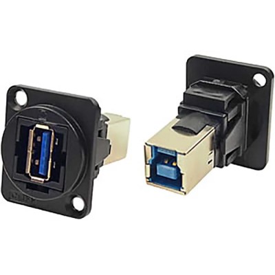 RS PRO USB 3.0 Straight Panel Female 1 Port Type USB Type A to B Feedthrough USB Connector 203-5578