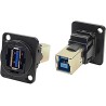 RS PRO USB 3.0 Straight Panel Female 1 Port Type USB Type A to B Feedthrough USB Connector 203-5578