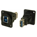 RS PRO USB 3.0 Straight Panel Female-to-Female 1 Port Type USB Type B to A IP40 Feedthrough USB Connector IP40