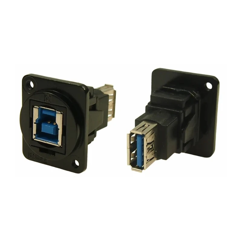 RS PRO USB 3.0 Straight Panel Female-to-Female 1 Port Type USB Type B to A IP40 Feedthrough USB Connector IP40