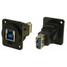 RS PRO USB 3.0 Straight Panel Female-to-Female 1 Port Type USB Type B to A IP40 Feedthrough USB Connector IP40