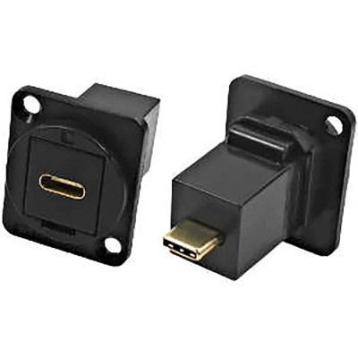RS PRO Feedthrough USB Connector 1 Port USB Type C Panel Mount Straight Female/Male, IP40 IP40
