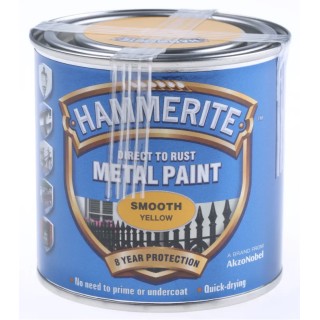 Hammerite Direct to Rust Paint Smooth Finish Yellow 250 ml HAM6722201