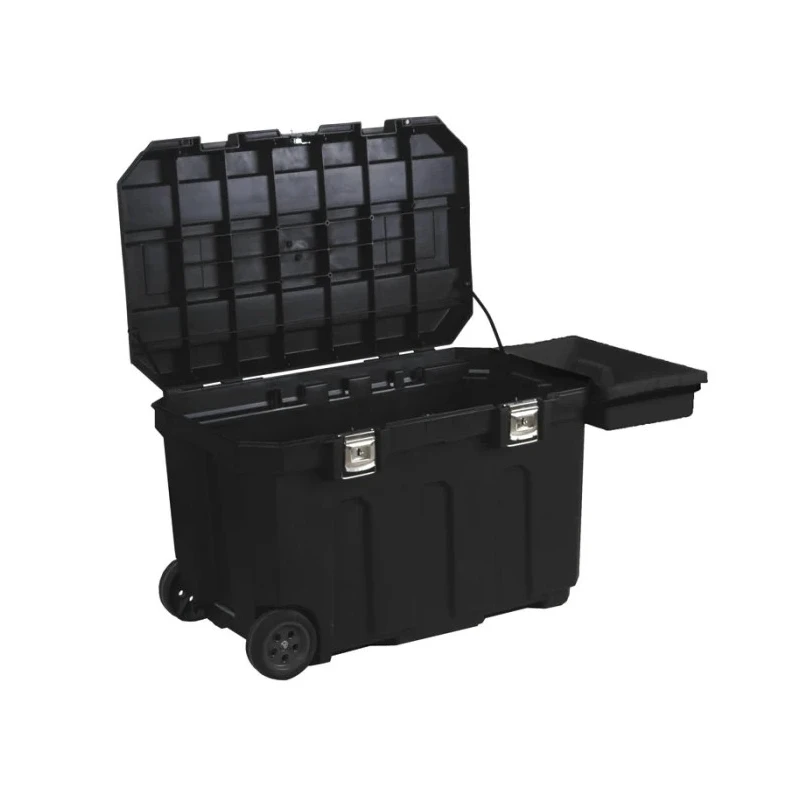 Stanley 2 Drawer Wheeled Plastic Contractor Tool Chest with Metal Latches 578x578x946mm 1-93-278
