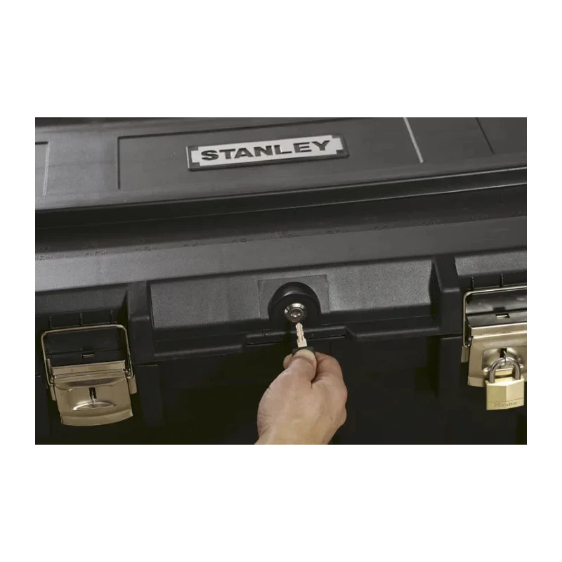 Stanley 2 Drawer Wheeled Plastic Contractor Tool Chest with Metal Latches 578x578x946mm 1-93-278