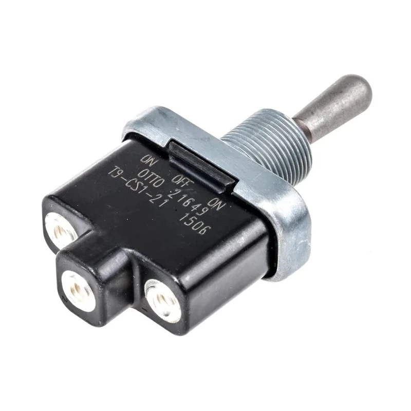 Otto Toggle Switch, Panel Mount, On-Off-On, SPDT, Screw Terminal, 28V DC, 115V AC T9-CS1-21