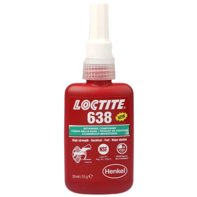 Loctite Green 638 High Strength Retaining Compound Urethane Methacrylate Liquid Bottle 50 ml 150°C -55°C 234795