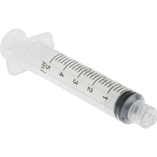 RS PRO 5ml Polyethylene Syringe with Rubber Plunger Luer Lock Fitting 103mm Length 514-717