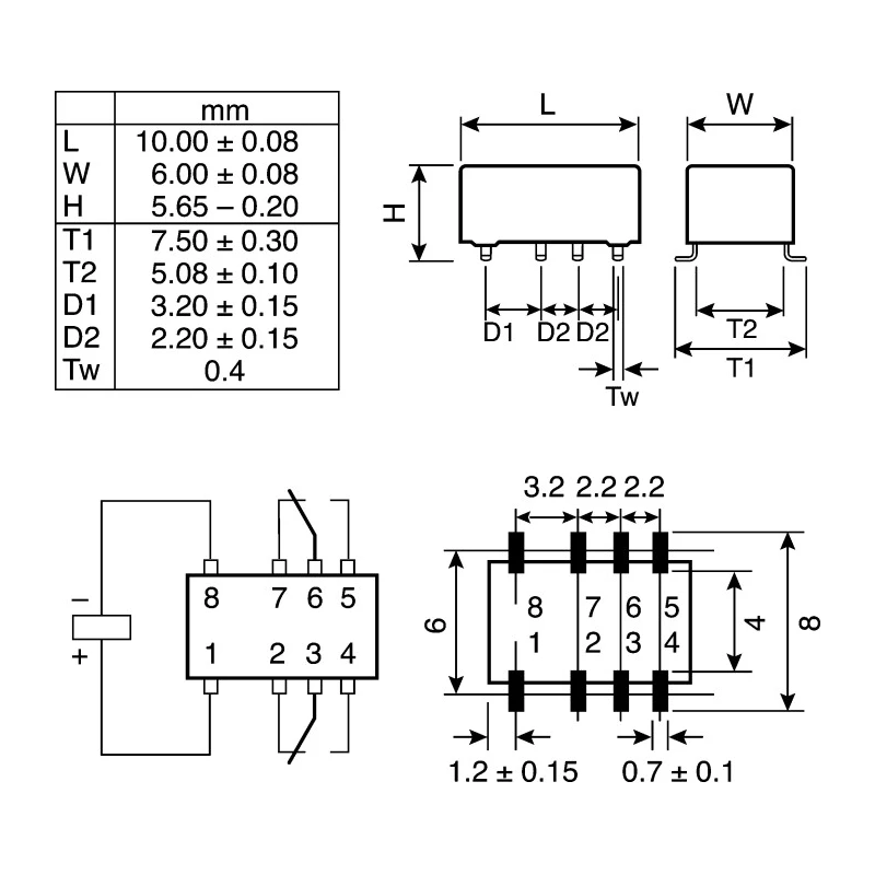 TE Connectivity Surface Signal Relay 5V dc Coil 2A DPDT Surface Mount Slimline IM Series IM05CGR
