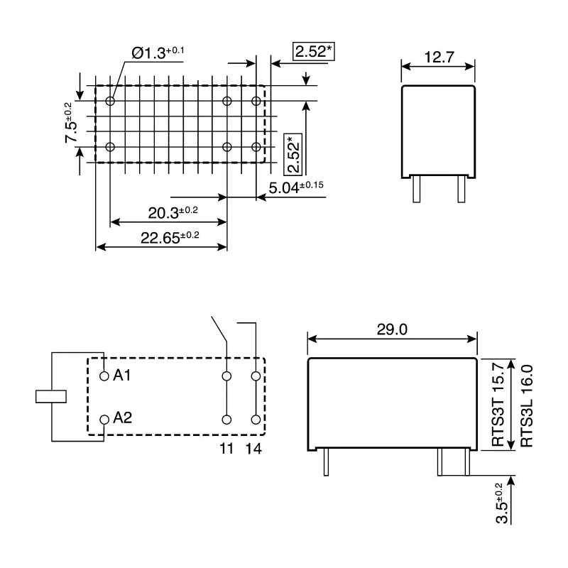 TE Connectivity PCB Power Relay 12V DC Coil 16A Switching Current SPST RTS3L012