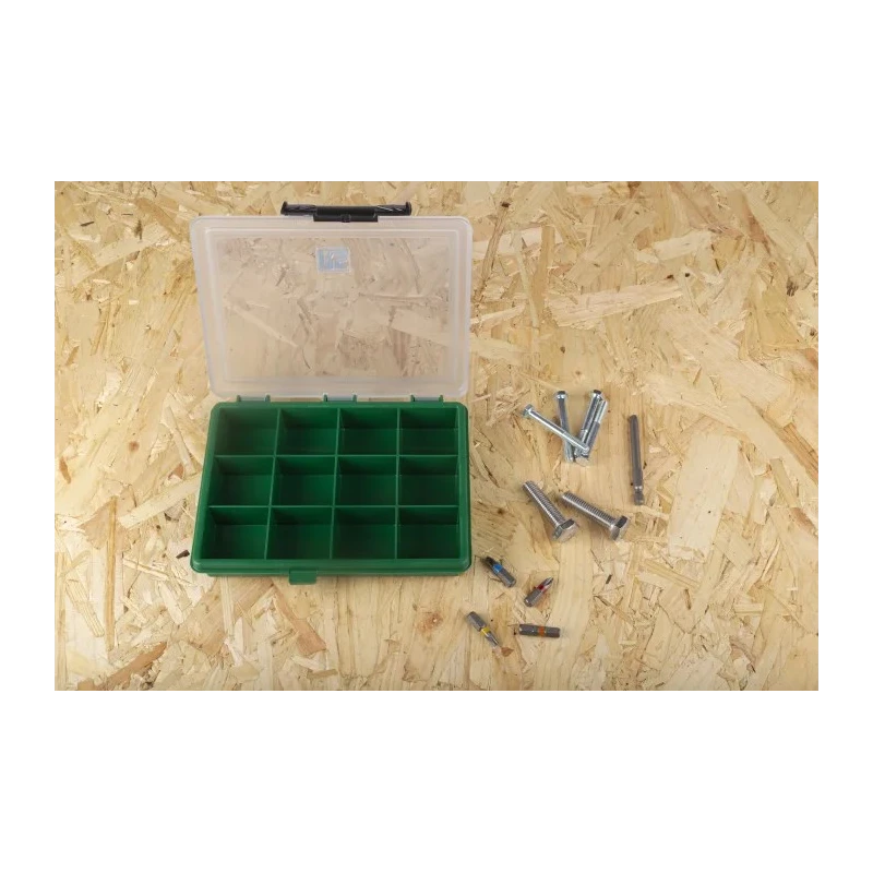 RS PRO 12 Cell Green Polypropylene Compartment Box, 32 mm x 175 mm x 143 mm 515-568
