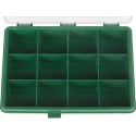 RS PRO 12 Cell Green Polypropylene Compartment Box, 32 mm x 175 mm x 143 mm 515-568
