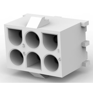 TE Connectivity Universal MATE-N-LOK Series Straight Through Hole PCB Socket, 6-Contact, 3 Row, 6.35 mm Pitch, 19A 350827-1