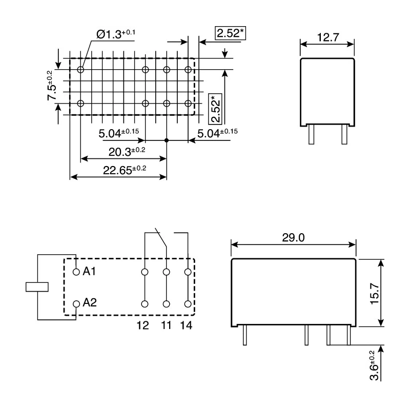 TE Connectivity High Temperature PCB Power Relay 12V DC Coil 16A Switching Current SPDT RTH14012