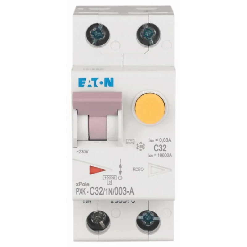 Eaton Residual Current Circuit Breaker with Overload Protection, 32A Current Rating, 1-Pole, 30 mA 236967 PXK-C32/1N/003-A