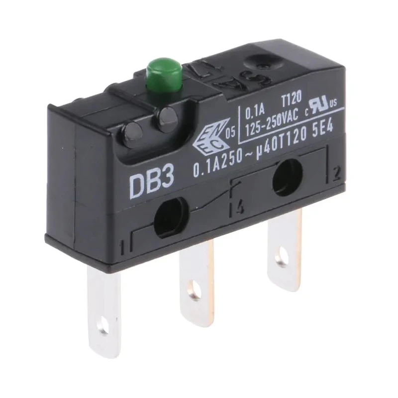 ZF Button Micro Switch with Tab Terminal 100mA 250V AC SPDT IP50 DB3C-B1AA