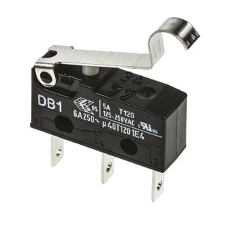 ZF Simulated Roller Lever Micro Switch, Tab Terminal, 6A, 250 V AC, SPDT, IP50 DB1C-B1SC