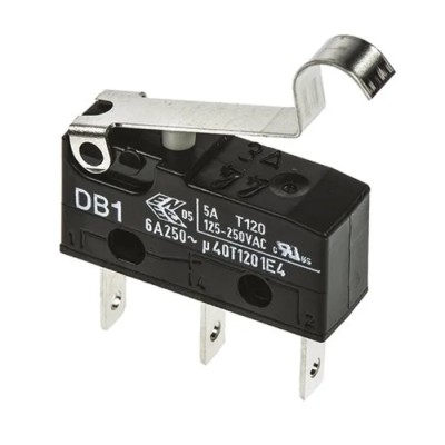 ZF Simulated Roller Lever Micro Switch, Tab Terminal, 6A, 250 V AC, SPDT, IP50 DB1C-B1SC