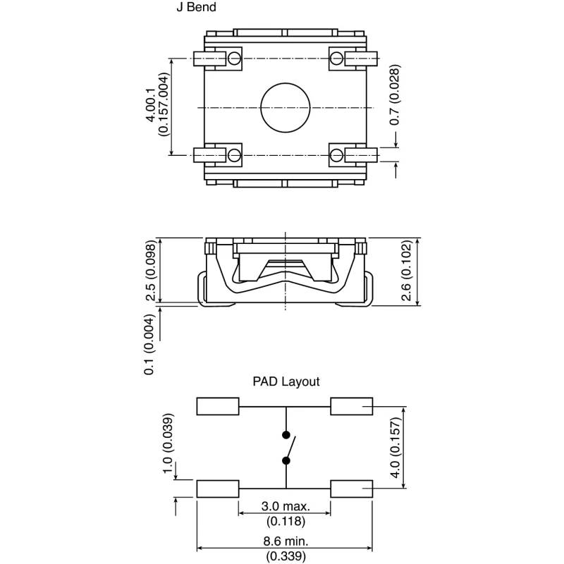 C & K IP67 Black Tactile Switch, SPST 50mA 24 V dc, 2.3 mm Actuator Length, Surface Mount KSC442J 70SH LFS