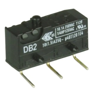 ZF Button Micro Switch with Right Angle PCB Terminal, 10.1A, 250 V AC, SPDT, IP50 DB2C-D2AA