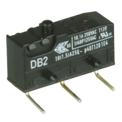 ZF Button Micro Switch with Right Angle PCB Terminal, 10.1A, 250 V AC, SPDT, IP50 DB2C-D2AA