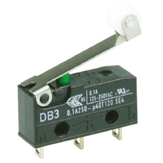 ZF Roller Lever Micro Switch with Solder Terminal, 100mA, 250V AC, SPDT, IP50 DB3C-A1RC