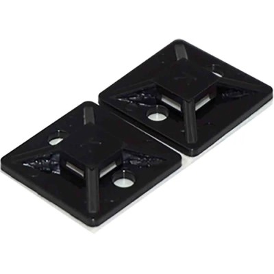 RS PRO Black Self-Adhesive Cable Tie Mount 4.6 mm Tie Width 19.5 mm x 19.5 mm Base, Polyamide 66, Temperature -40°C 204-0242