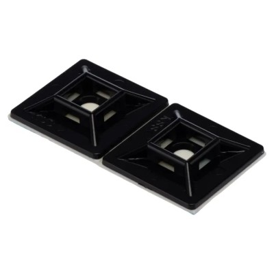 RS PRO Black Self-Adhesive Cable Tie Mount 5.5 mm Cable Tie Width Acceptance 28.6 mm x 28.6 mm 204-0244