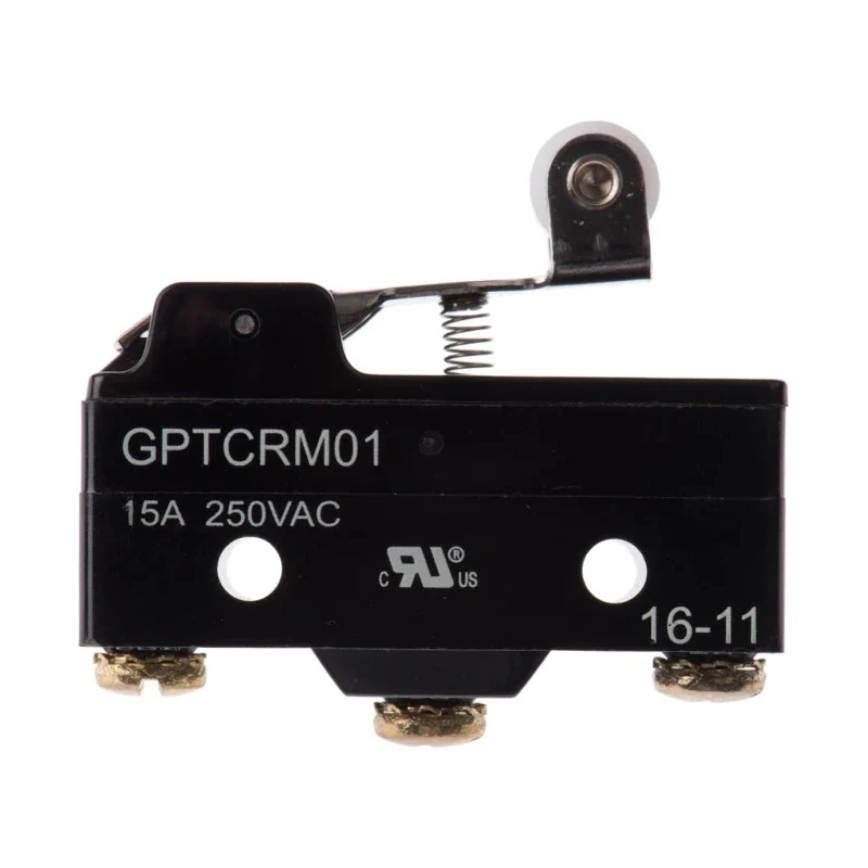 ZF Short Roller Lever Micro Switch, Screw Terminal, 15A, 250 V AC, SPDT GPTCRM01