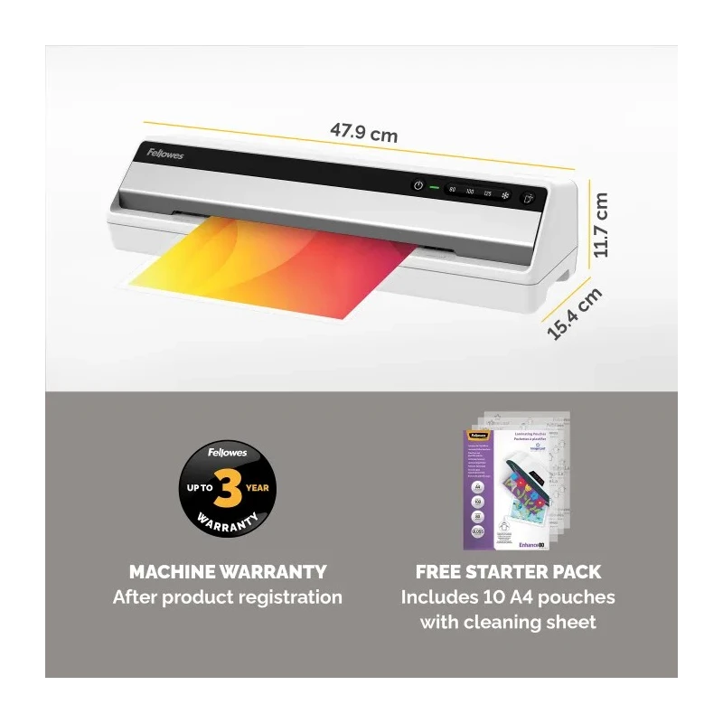 Fellowes Saturn A3 Hot Laminator with InstaHeat Technology, 320mm Width, 250μm Thickness, 30cm/min Speed 5736101