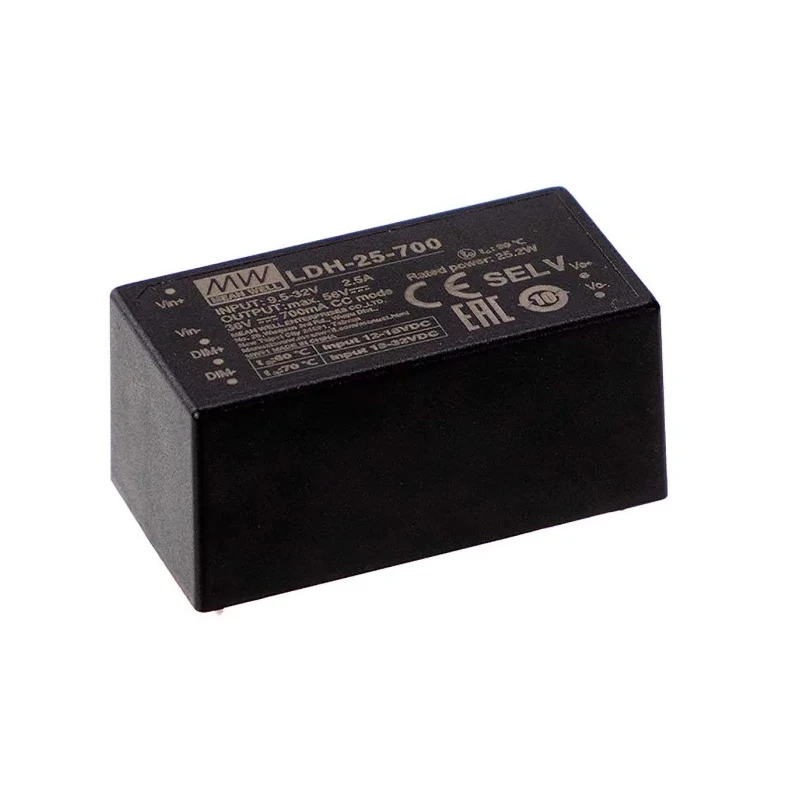 MEAN WELL 5 Output LED Driver Through Hole Mount 84V 25W 250mA PWM Constant Current LDH-25-250