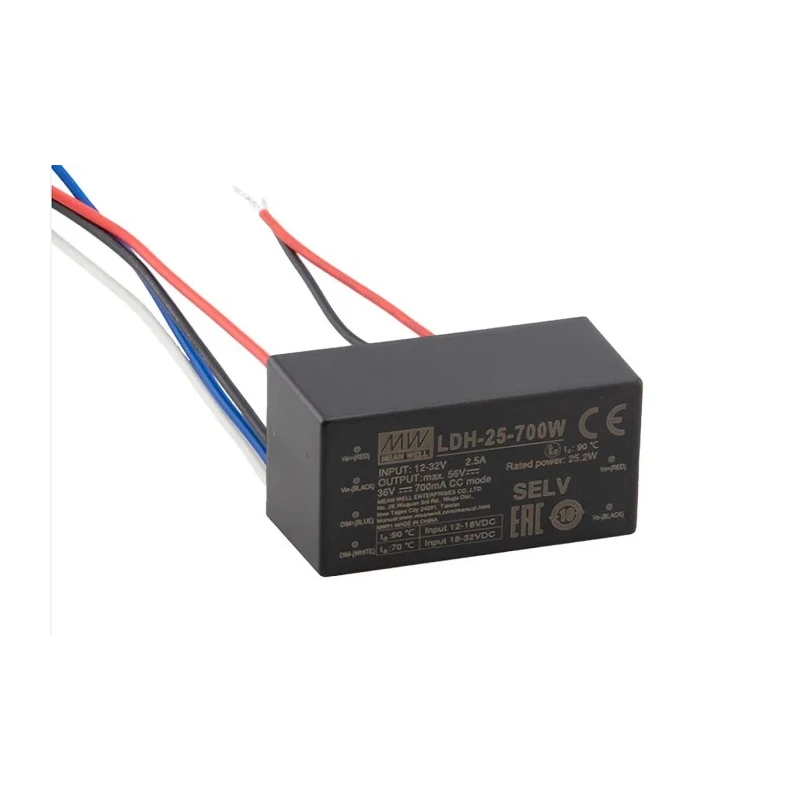 MEAN WELL 5 Output LED Driver 84V, 25W, 350mA PWM Constant Current DC-DC Driver LDH-25-350W