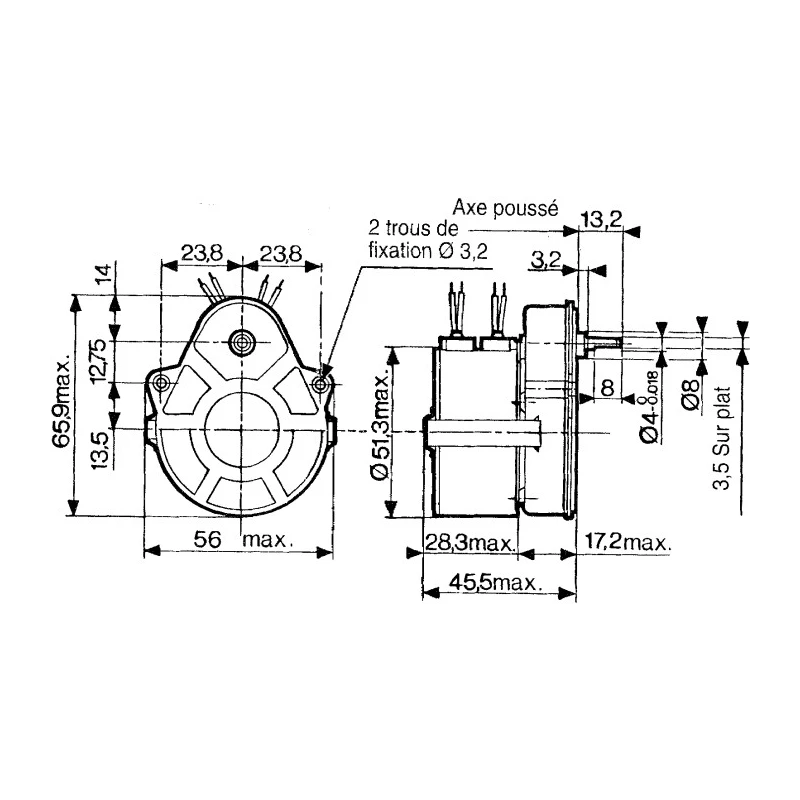 Crouzet 3.5 W Reversible Synchronous AC Geared Motor 230 V, 240 V Panel Mounting 82524013