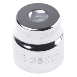 Bahco 1/2 in Drive 36 mm 12 Point Square Socket, Nickel Chrome Plated Alloy Steel, 57mm Overall Length 7800DM-36
