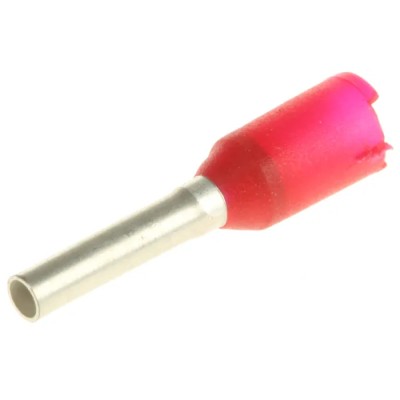 Weidmüller Insulated Crimp Bootlace Ferrule Copper Pin Terminal 1.4 mm Diameter, 8 mm Pin Length, Red 17 AWG Wire 9004330000