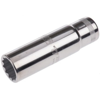 Bahco 1/2 in Drive 17 mm 12 Point Square Nickel Chrome Plated Socket 82.6mm Overall Length 7805DM-17